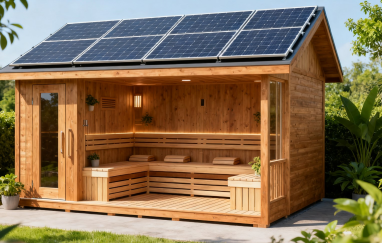 Outdoor Solar Sauna with Solid Wood Interior